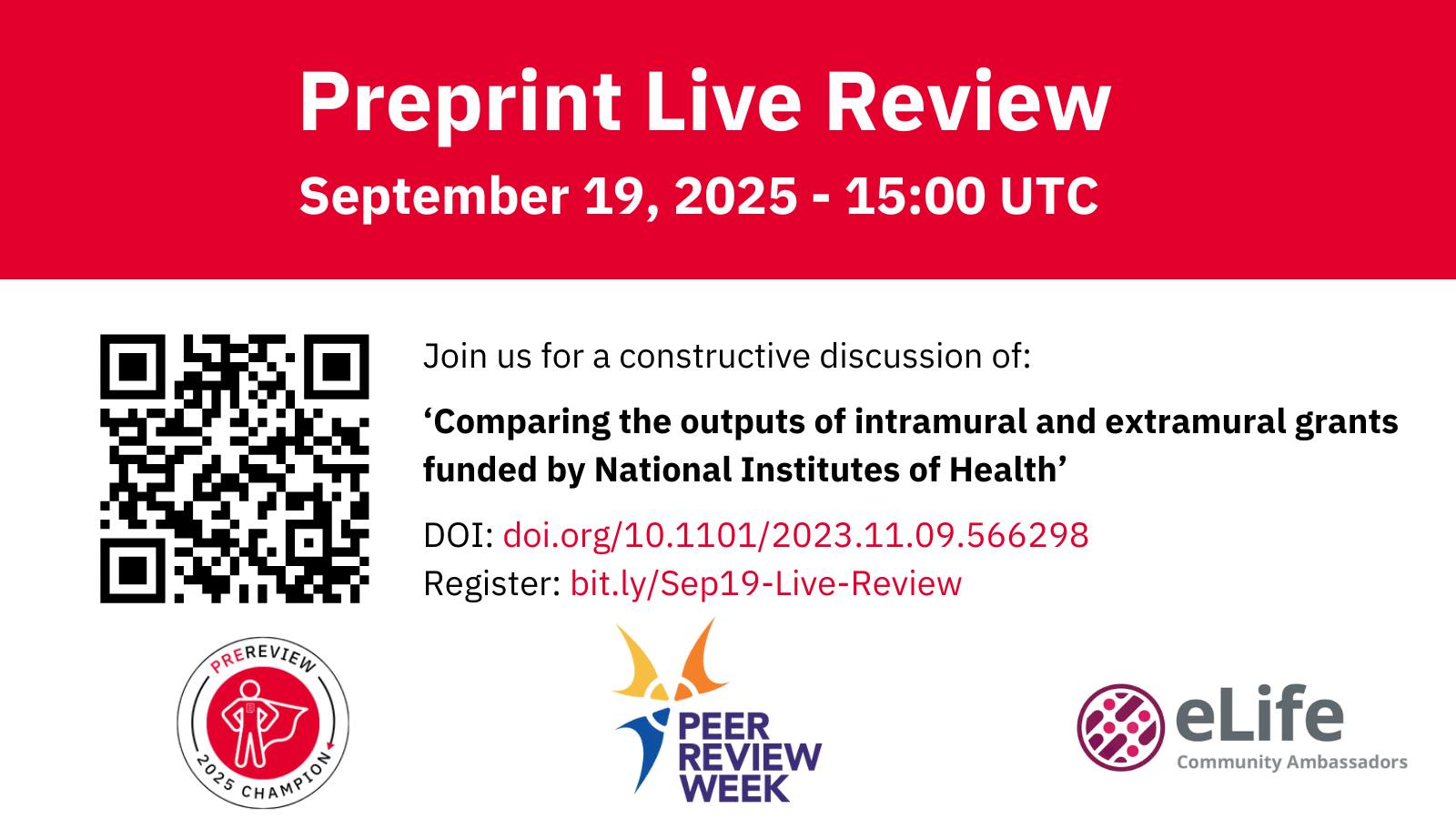 PREreview Champions and eLife Live Review event